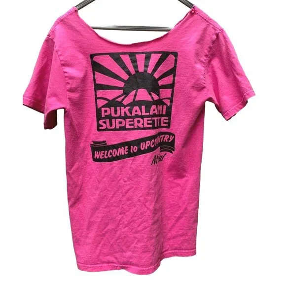 Altered Pukalani Superette Puk Sup Maui Hawaii Tee Shirt in Pink Womens Size S - Picture 2 of 3